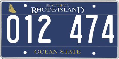 RI license plate 012474