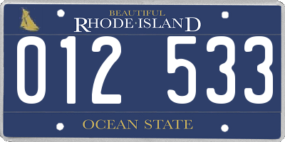 RI license plate 012533