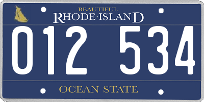 RI license plate 012534