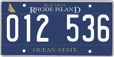 RI license plate 012536