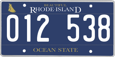 RI license plate 012538