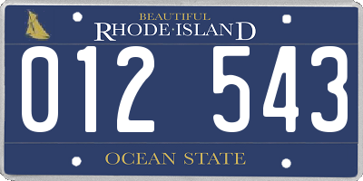 RI license plate 012543