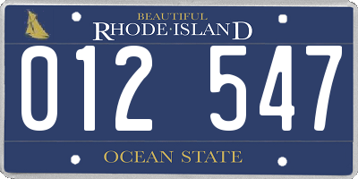 RI license plate 012547