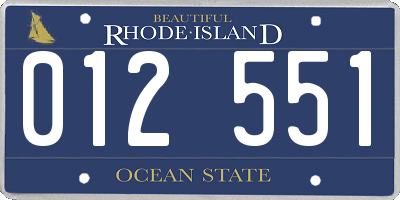 RI license plate 012551