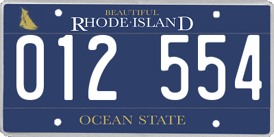 RI license plate 012554