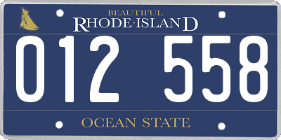 RI license plate 012558