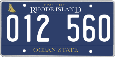 RI license plate 012560