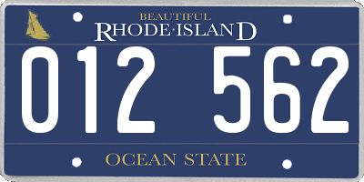 RI license plate 012562