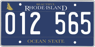 RI license plate 012565