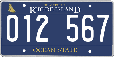 RI license plate 012567