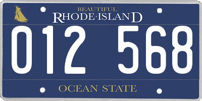 RI license plate 012568