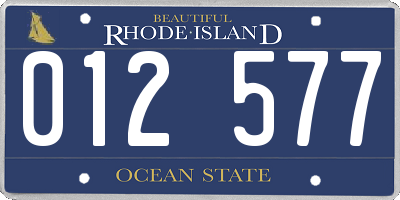 RI license plate 012577