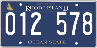 RI license plate 012578