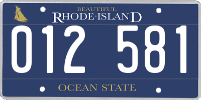 RI license plate 012581