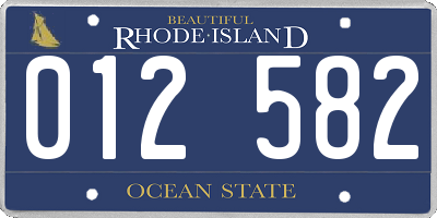 RI license plate 012582