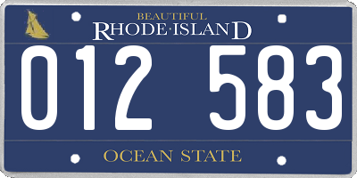 RI license plate 012583