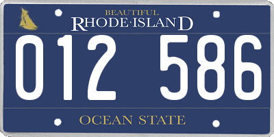 RI license plate 012586