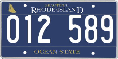 RI license plate 012589