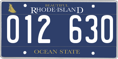 RI license plate 012630