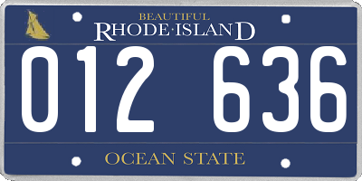 RI license plate 012636