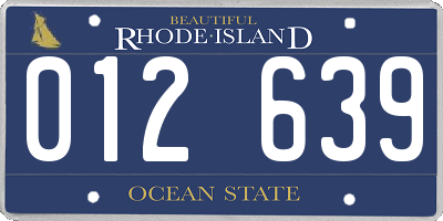 RI license plate 012639