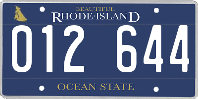 RI license plate 012644
