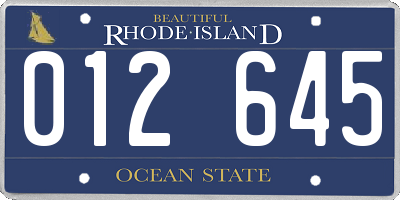 RI license plate 012645