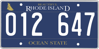 RI license plate 012647