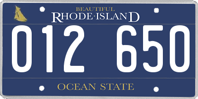 RI license plate 012650