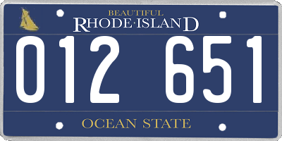 RI license plate 012651