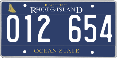 RI license plate 012654