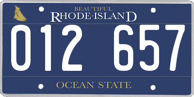 RI license plate 012657