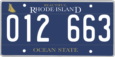 RI license plate 012663