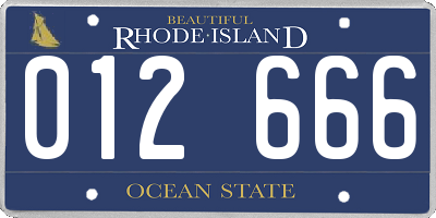 RI license plate 012666