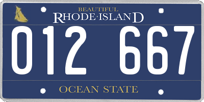 RI license plate 012667
