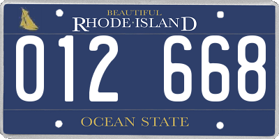 RI license plate 012668