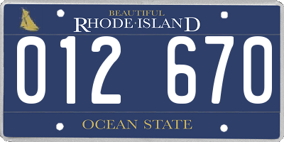 RI license plate 012670