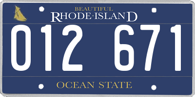 RI license plate 012671