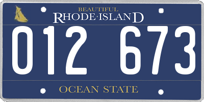 RI license plate 012673