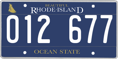 RI license plate 012677