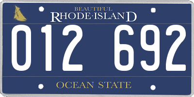 RI license plate 012692