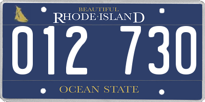 RI license plate 012730