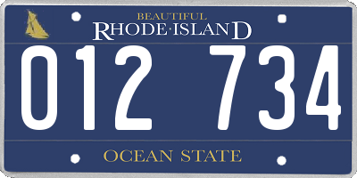 RI license plate 012734