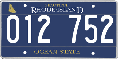 RI license plate 012752