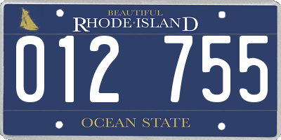 RI license plate 012755