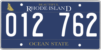 RI license plate 012762