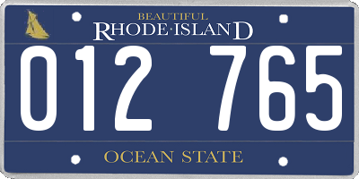 RI license plate 012765