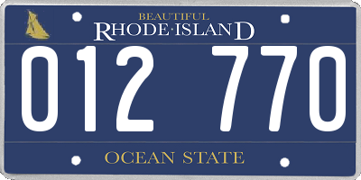 RI license plate 012770