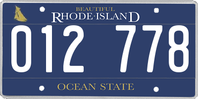 RI license plate 012778