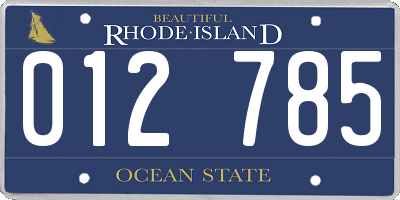 RI license plate 012785